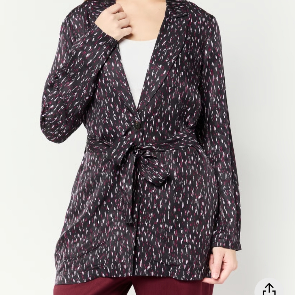 Scotch & Soda Belted Mid-Length Blazer Geometric Print Women's Size Xs Nwt